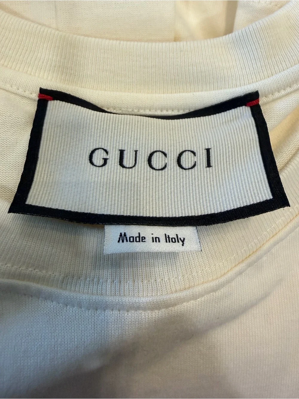 Gucci Cream Logo Tennis Graphic Short Sleeve Tee
